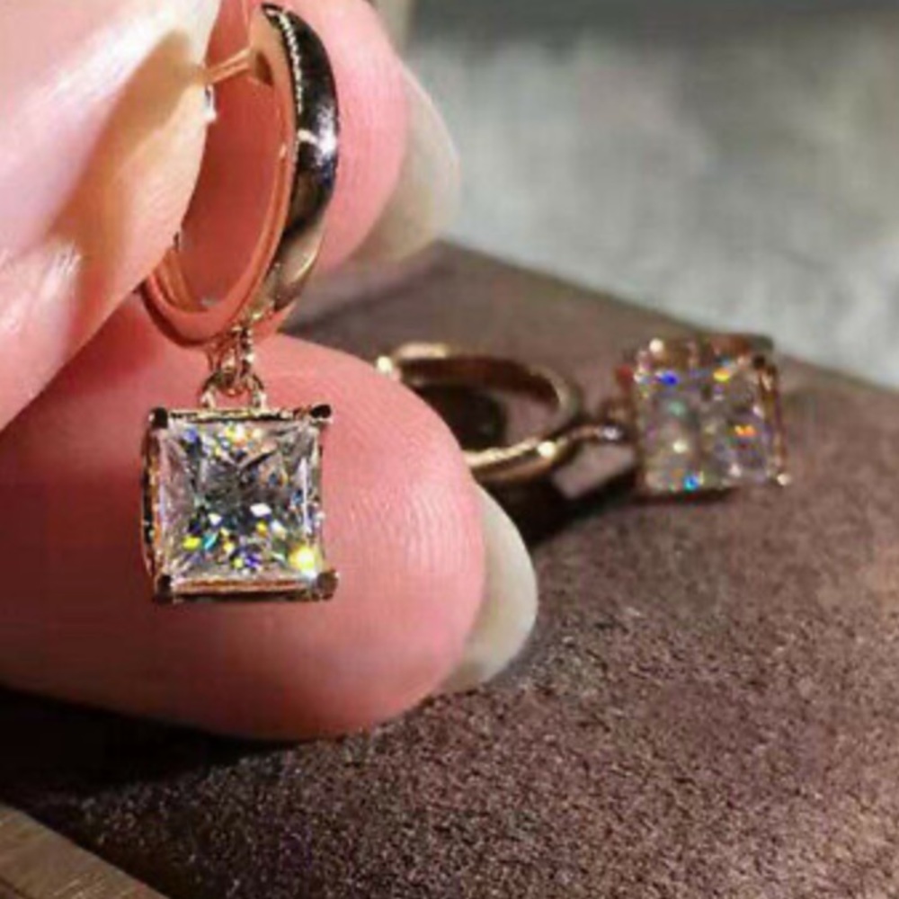 NEW 14k rose gold square earrings - Picture 1 of 1